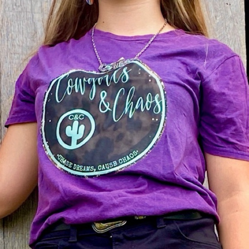 Purple Graphic Cowgirls & Chaos T-Shirt